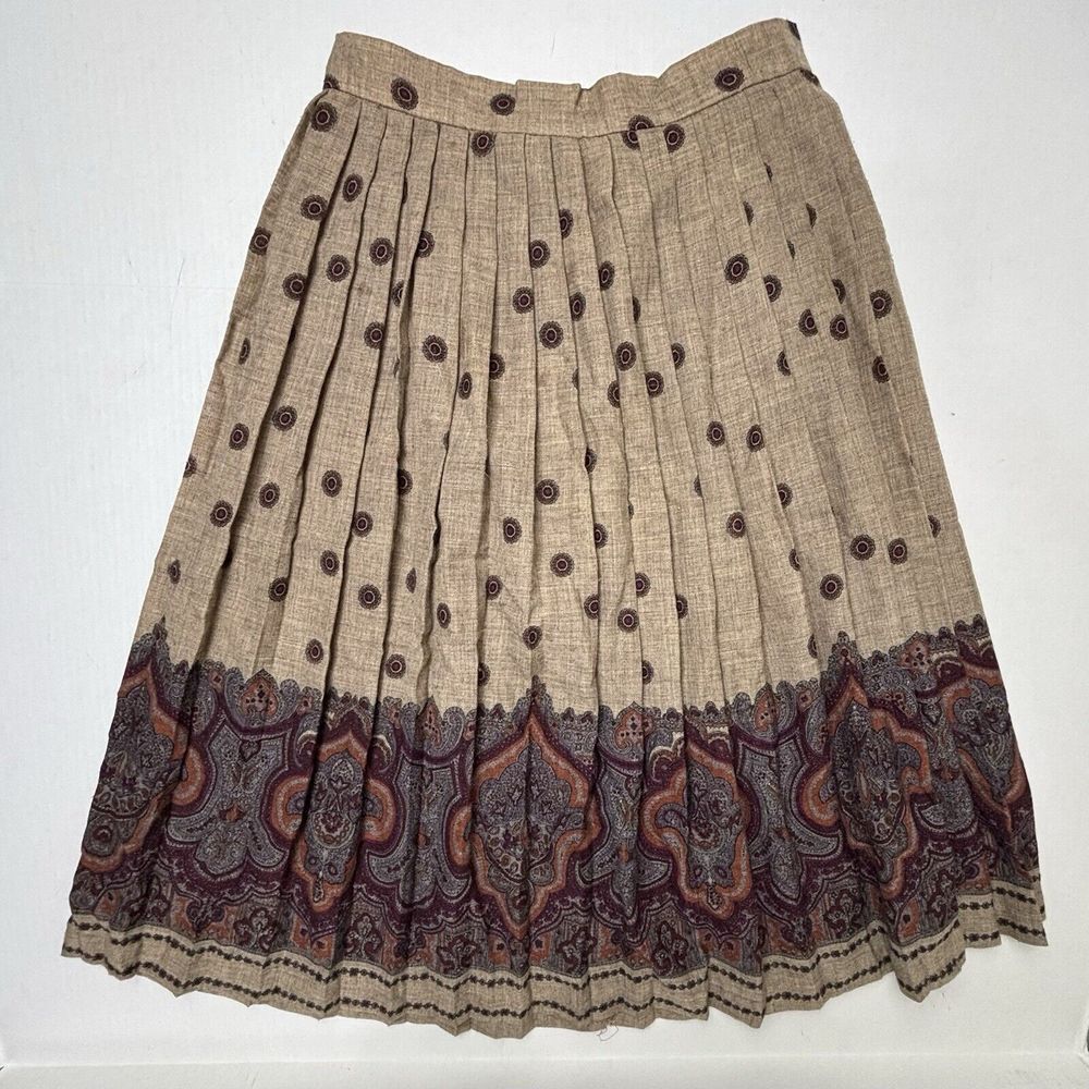 VTG Dimension V‎ Pleated Paisley Skirt Wool Blend Womens 10 Lightweight HUC